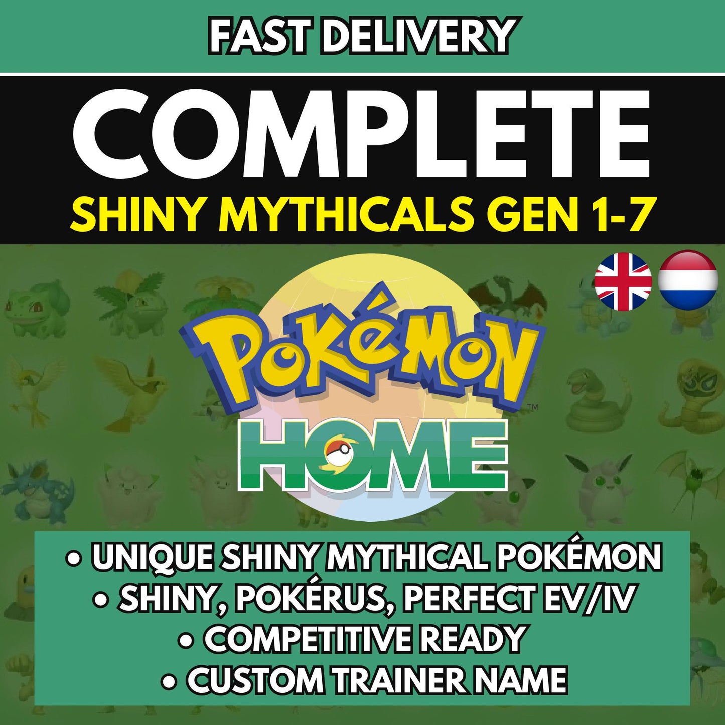 Pokemon HOME 6IV SHINY MYTHICALS / Pokemon Scarlet Violet / Pokemon Sword Shield / Pokemon Lets Go / Pokemon BdSp / Pokemon Legends Arceus
