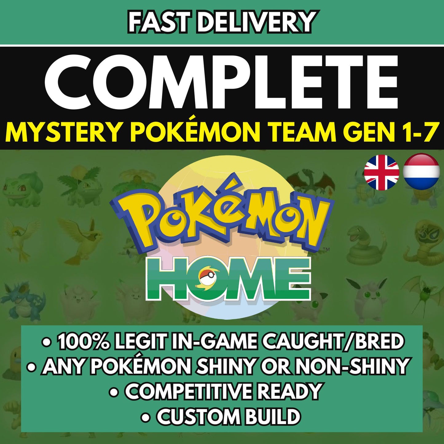 Pokemon HOME 6IV Shiny MYSTERY POKEMON Team / Pokemon Scarlet Violet / Pokemon Sword Shield, Pokemon Lets Go, Pokemon Legends Arceus