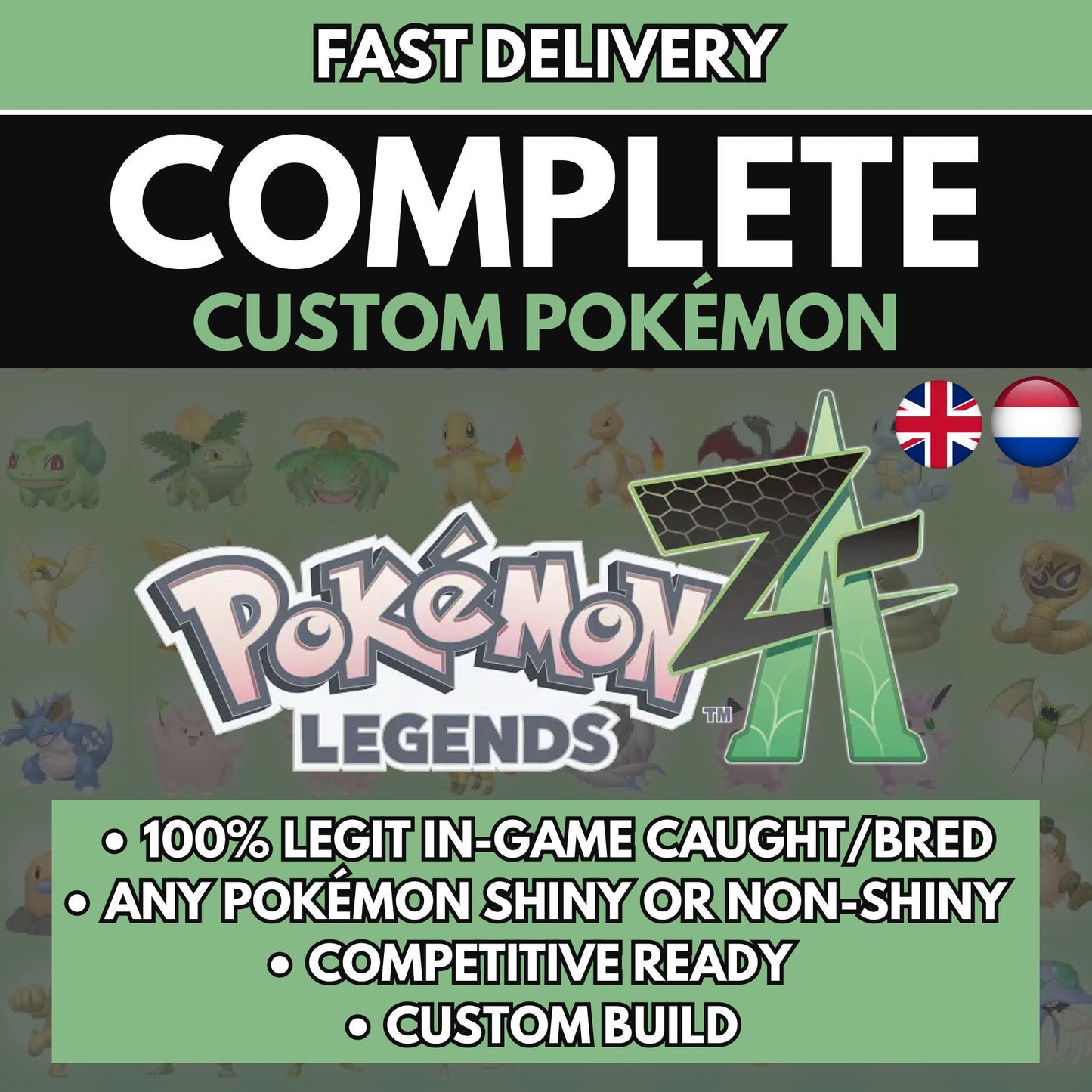 6IV CUSTOM POKÉMON / Pokémon Legends Za / Choose Pokemon, Shiny, Level, EV's, Nature, Gender, Moves / Free Shiny