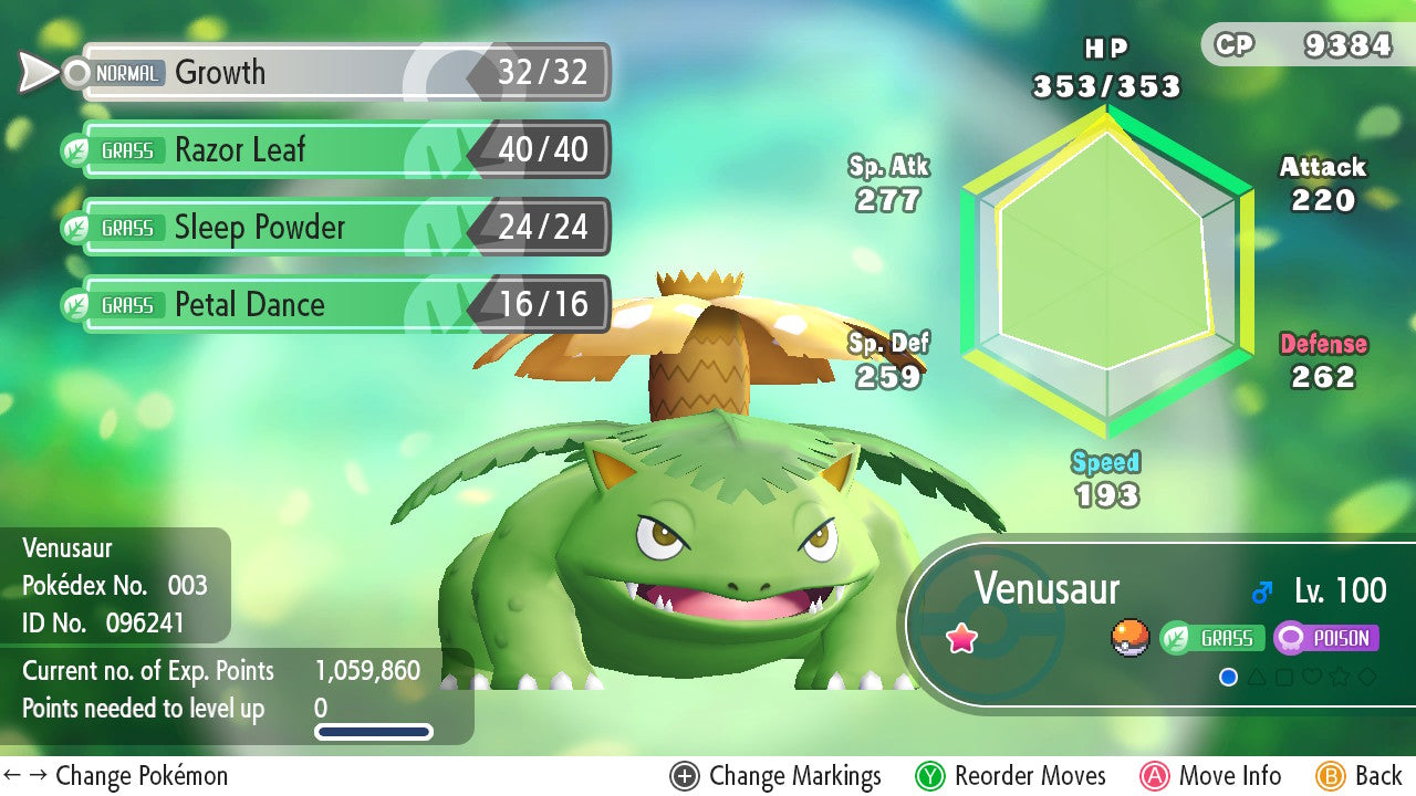 SHINY 6IV Venusaur EV Trained | Pokémon Let’s Go Pikachu & Eevee | Battle Ready Competitive | Free Bonus Shiny | 50% Off Now