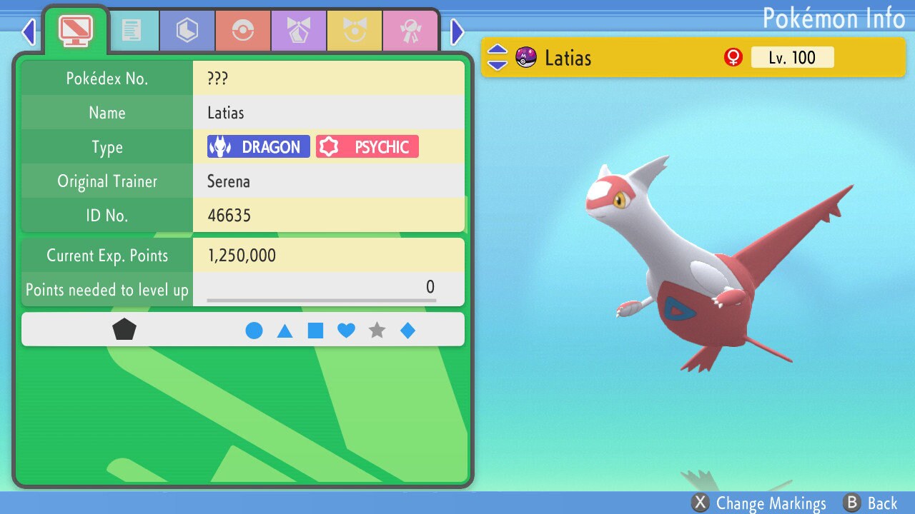 NON-SHINY 6IV LATIAS / Pokémon Brilliant Diamond and Shining Pearl / 6IV Pokemon / Competitive Battle Ready + EVs / Free Shiny / Ev Trained