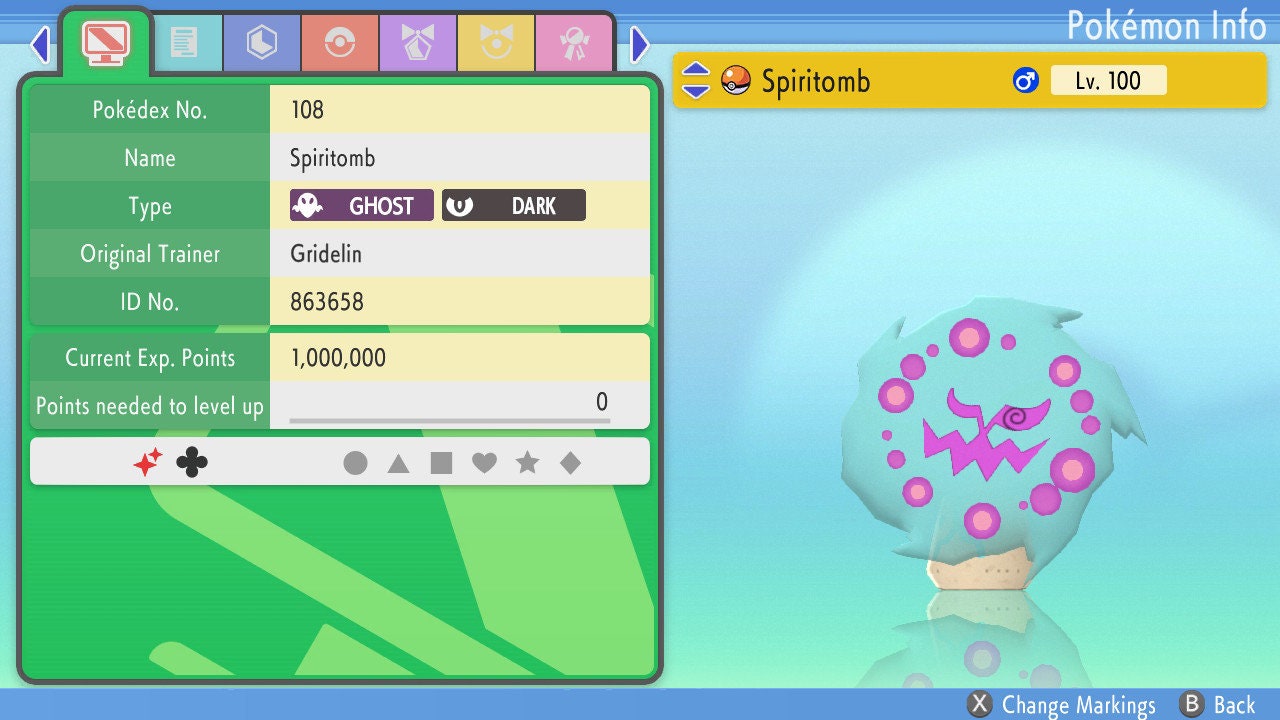 SHINY 6IV SPIRITOMB / Pokémon Brilliant Diamond and Shining Pearl / 6IV Pokemon / Shiny Pokemon / Competitive Battle Ready + EVs Free Shiny