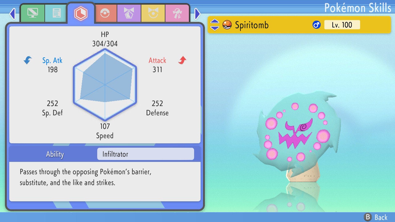 SHINY 6IV SPIRITOMB / Pokémon Brilliant Diamond and Shining Pearl / 6IV Pokemon / Shiny Pokemon / Competitive Battle Ready + EVs Free Shiny