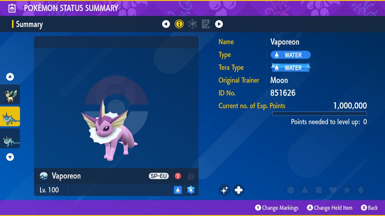 SHINY 6IV VAPOREON EV Trained | Scarlet & Violet Pokémon | Battle Ready Competitive | Free Bonus Shiny |