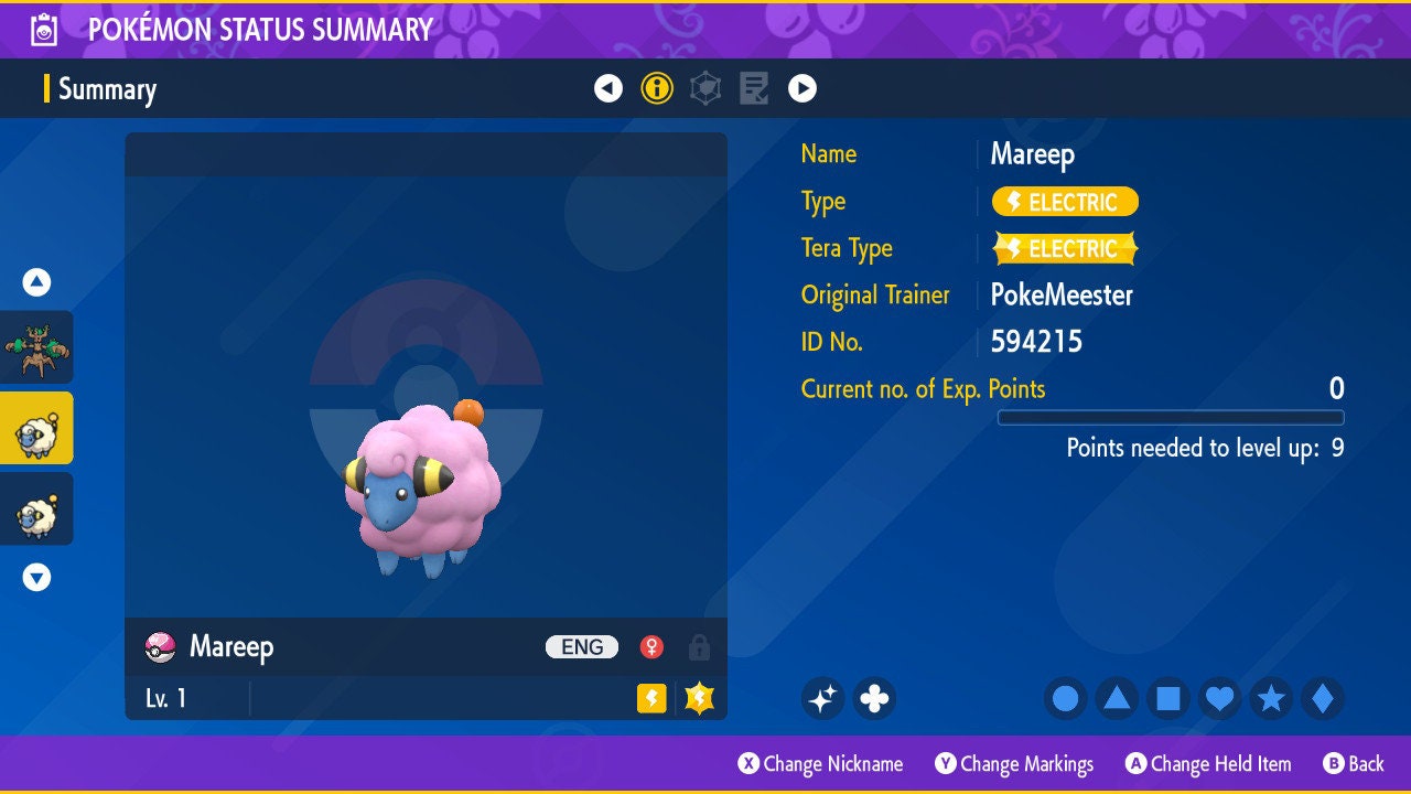 SHINY 6IV MAREEP EV Trained | Scarlet & Violet Pokémon | Battle Ready Competitive | Free Bonus Shiny |