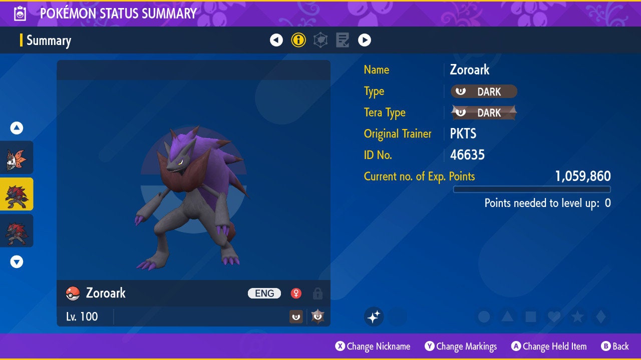 SHINY 6IV ZOROARK EV Trained | Scarlet & Violet Pokémon | Battle Ready Competitive | Free Bonus Shiny |