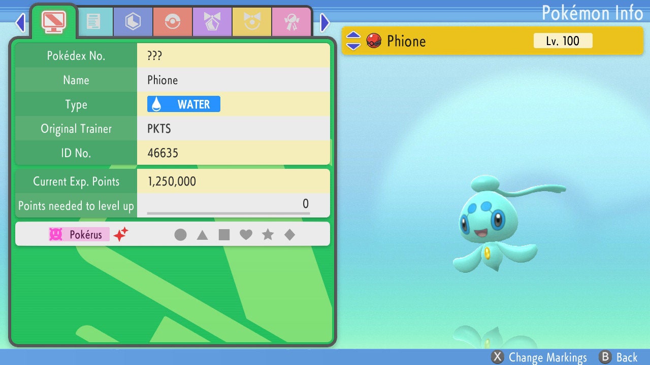 SHINY 6IV PHIONE / Pokémon Brilliant Diamond Shining Pearl / Mythical Pokemon / Shiny Pokemon / Competitive Battle Ready + EVs / Free Shiny
