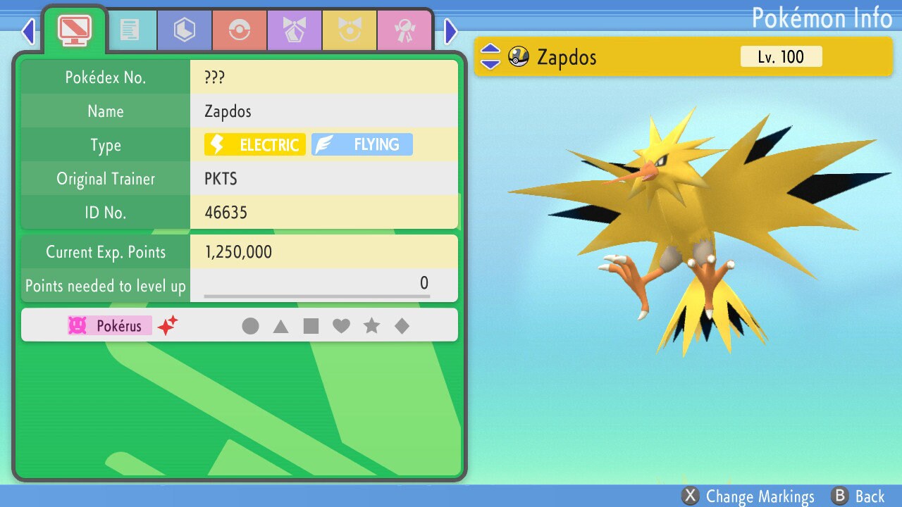 SHINY 6IV ZAPDOS / Pokémon Brilliant Diamond Shining Pearl / 6IV Pokemon / Shiny Pokemon / Competitive Battle Ready EVs / Free Shiny