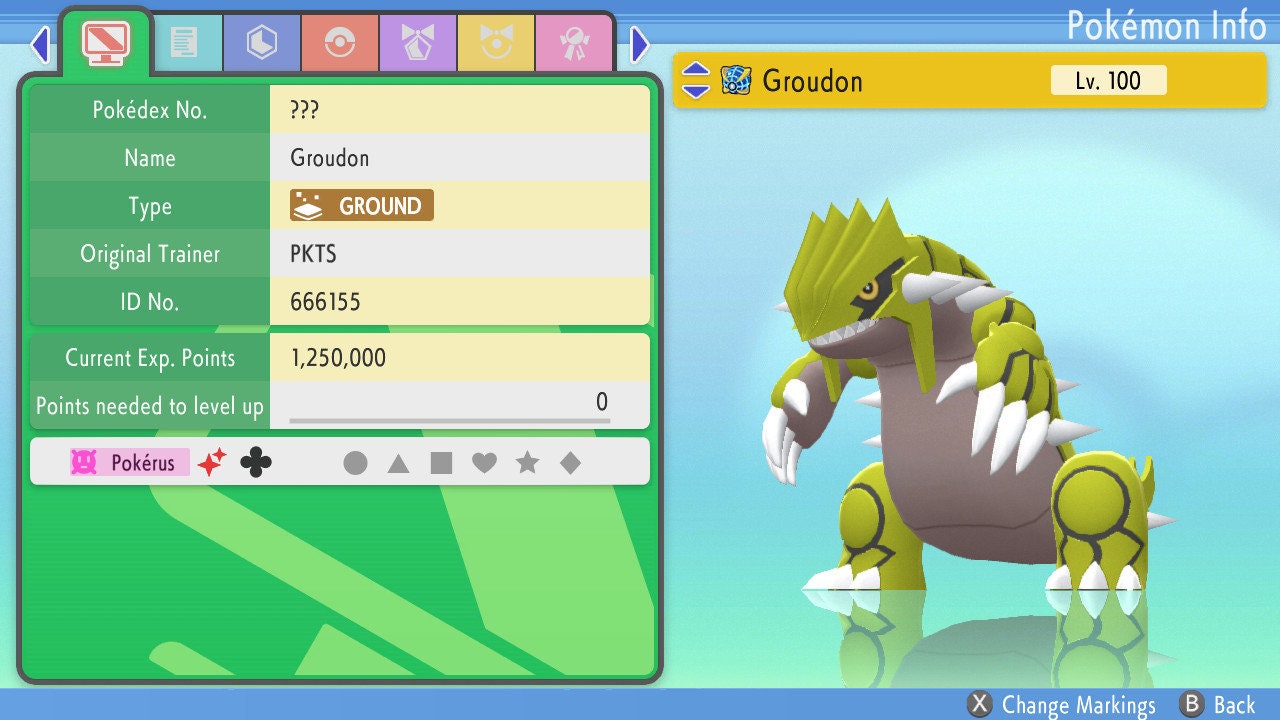 SHINY 6IV GROUDON / Pokémon Brilliant Diamond Shining Pearl / 6IV Pokemon / Shiny Pokemon / Competitive Battle Ready EVs / Free Shiny