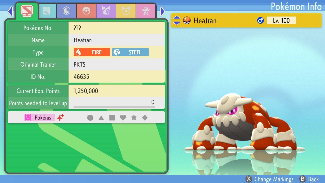 SHINY 6IV HEATRAN / Pokémon Brilliant Diamond Shining Pearl / 6IV Pokemon / Shiny Pokemon / Competitive Battle Ready EVs / Free Shiny