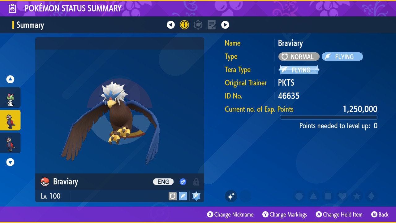 SHINY 6IV BRAVIARY EV Trained | Scarlet & Violet Pokémon | Battle Ready Competitive | Free Bonus Shiny |