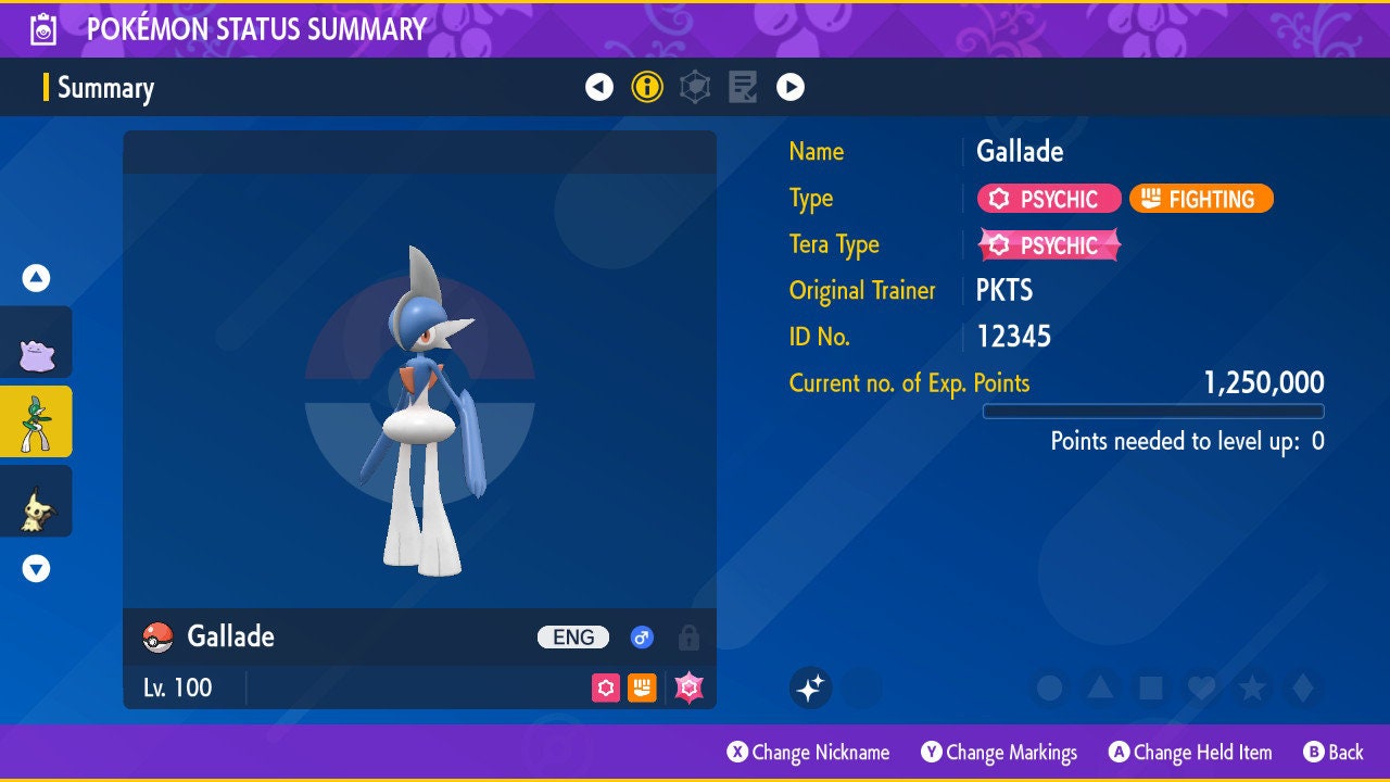 SHINY 6IV GALLADE EV Trained | Scarlet & Violet Pokémon | Battle Ready Competitive | Free Bonus Shiny |