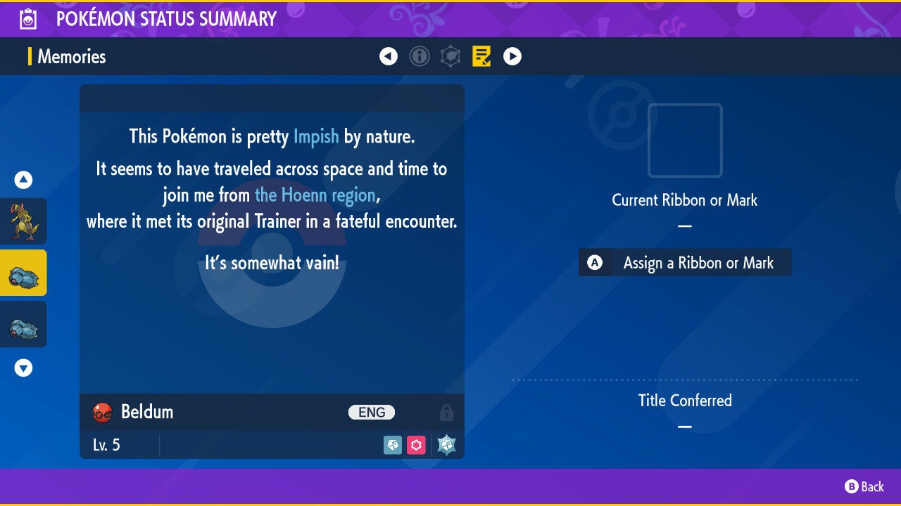STEVEN'S BELDUM EVENT 6IV / Pokémon Scarlet and Violet / 6IV Pokemon / Event Pokemon / Competitive Battle Ready + EVs / Free Shiny