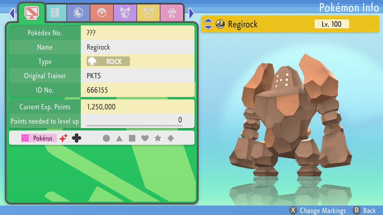 SHINY 6IV REGIROCK / Pokémon Brilliant Diamond Shining Pearl / 6IV Pokemon / Shiny Pokemon / Competitive Battle Ready EVs / Free Shiny