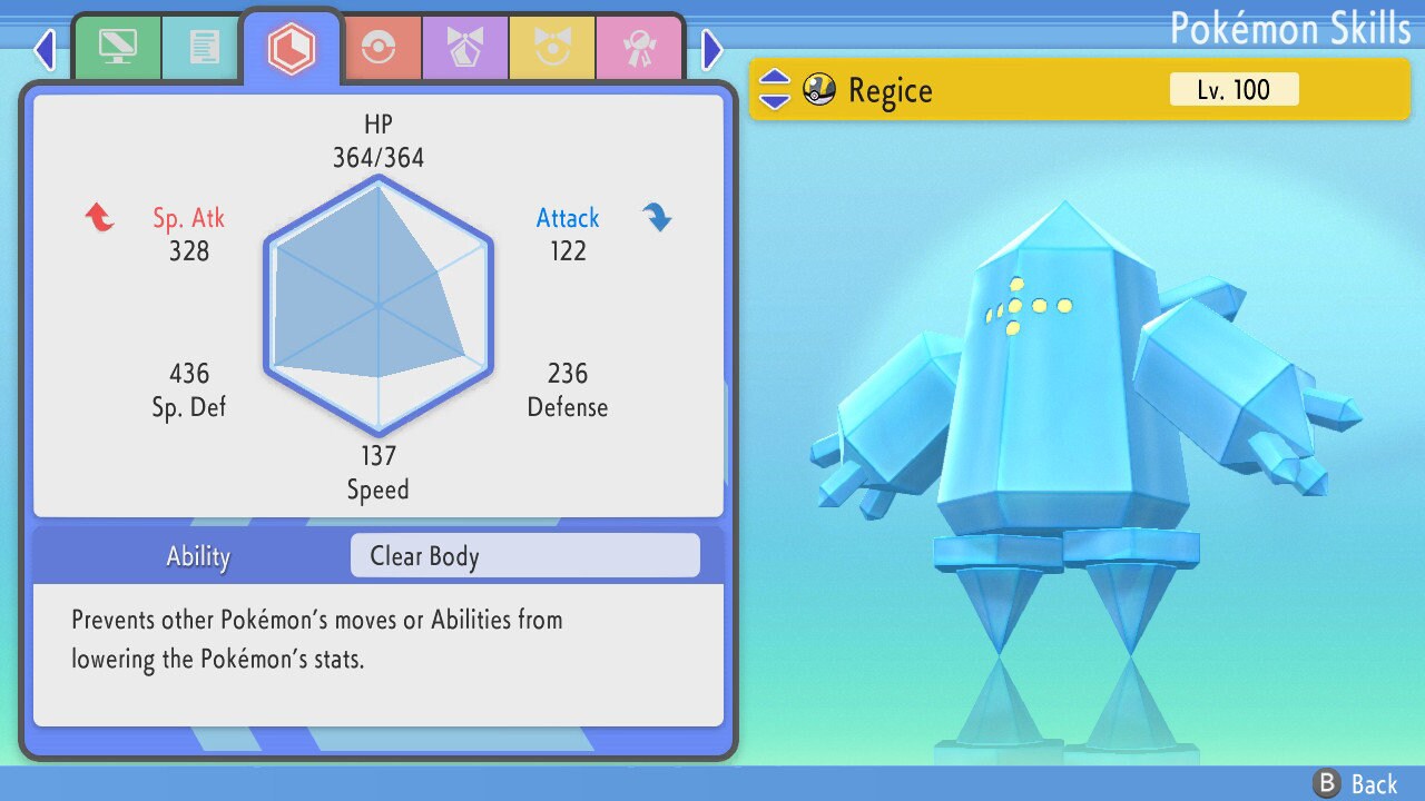 SHINY 6IV REGICE / Pokémon Brilliant Diamond Shining Pearl / 6IV Pokemon / Shiny Pokemon / Competitive Battle Ready EVs / Free Shiny