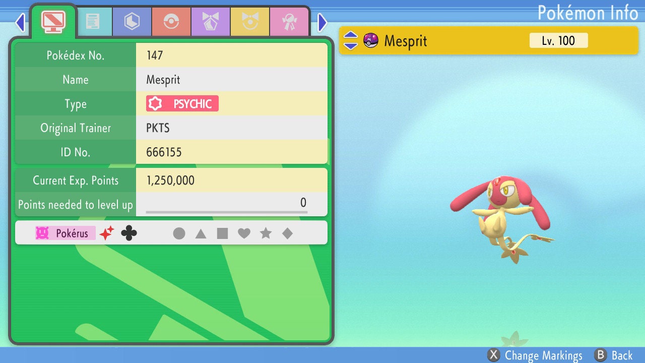 SHINY 6IV MESPRIT / Pokémon Brilliant Diamond Shining Pearl / 6IV Pokemon / Shiny Pokemon / Competitive Battle Ready EVs / Free Shiny