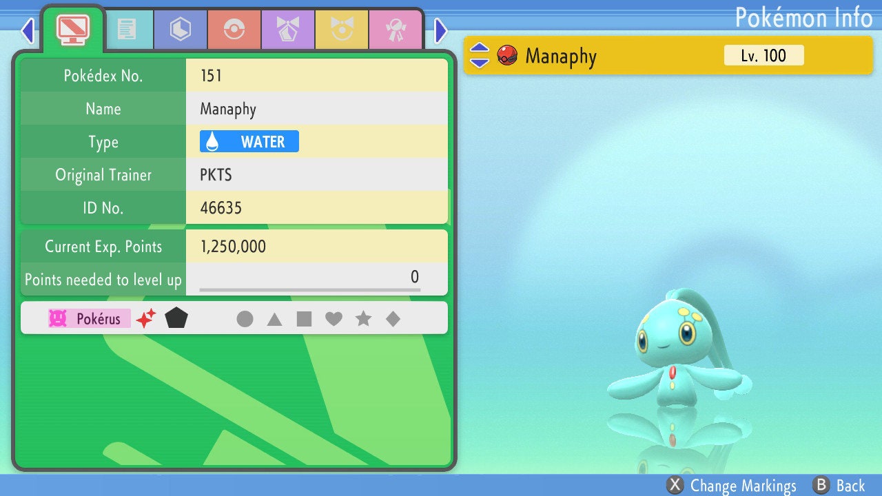 SHINY 6IV MANAPHY / Pokémon Brilliant Diamond Shining Pearl / Mythical Pokemon / Shiny Pokemon / Competitive Battle Ready EVs / Free Shiny