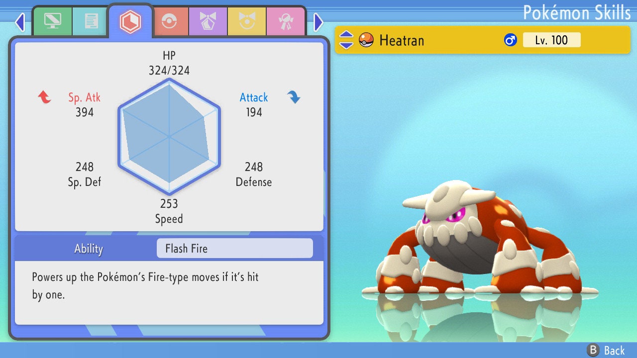 SHINY 6IV HEATRAN / Pokémon Brilliant Diamond Shining Pearl / 6IV Pokemon / Shiny Pokemon / Competitive Battle Ready EVs / Free Shiny