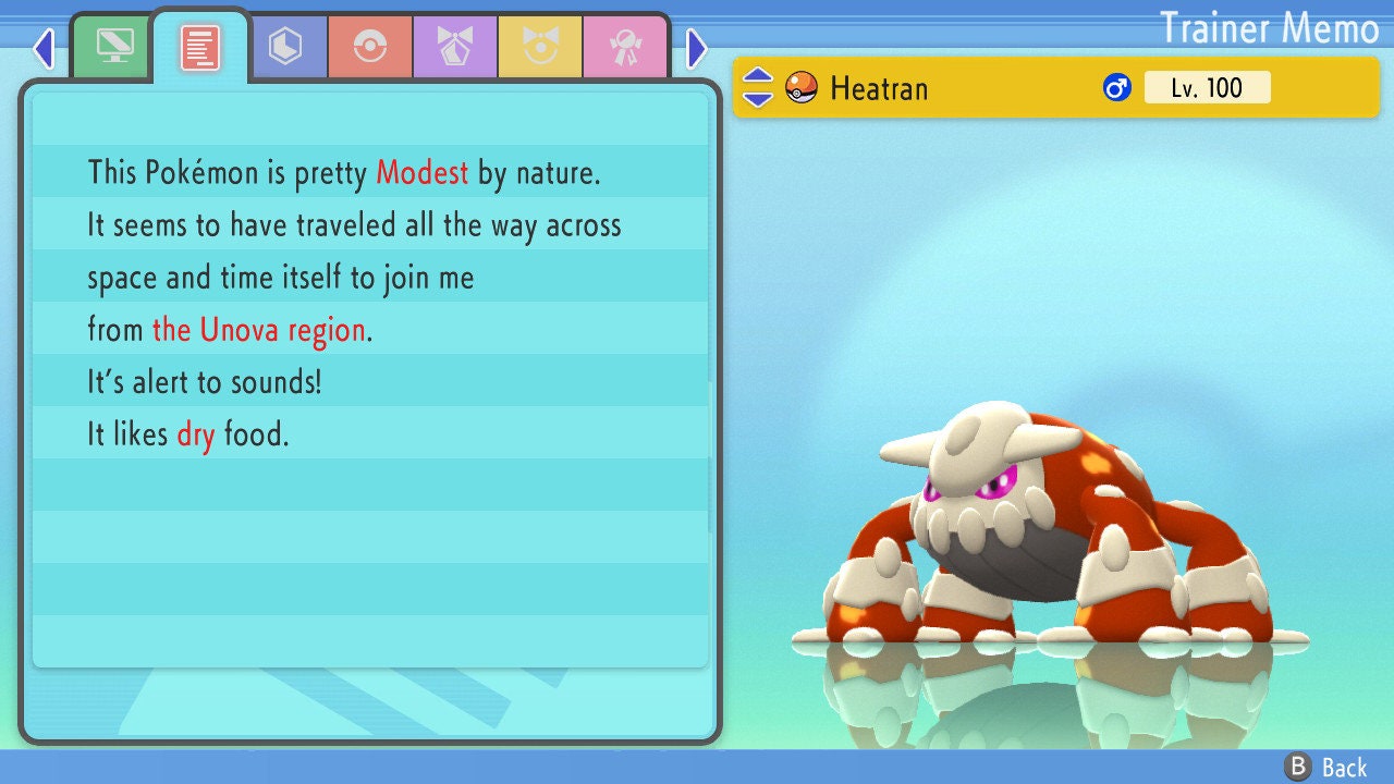 SHINY 6IV HEATRAN / Pokémon Brilliant Diamond Shining Pearl / 6IV Pokemon / Shiny Pokemon / Competitive Battle Ready EVs / Free Shiny
