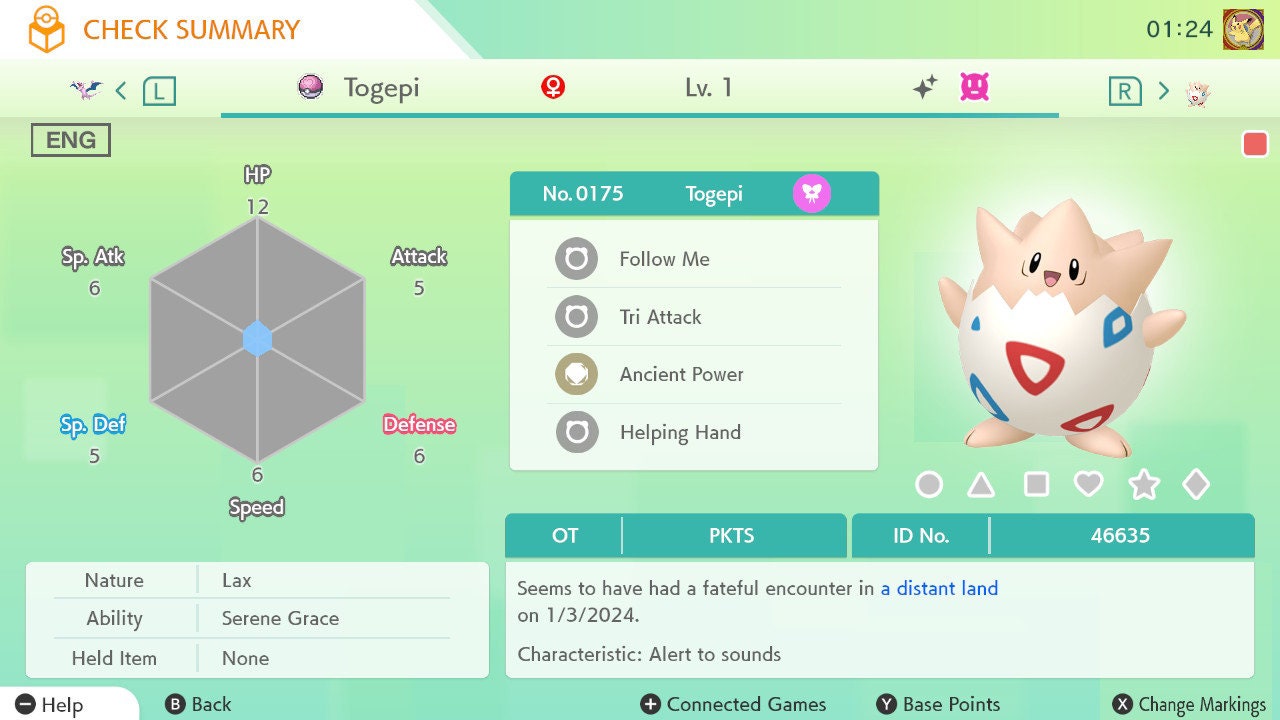 Pokemon HOME 6IV Shiny TOGEPI | Pokémon Home Trade | Scarlet Violet, Sword Shield, BdSp, Legends Arceus, Lets Go | Bonus Shiny Gift