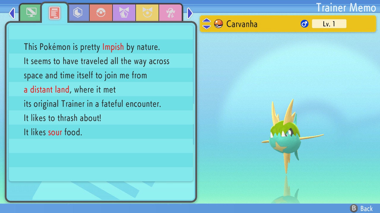 SHINY 6IV CARVANHA / Pokémon Brilliant Diamond and Shining Pearl / 6IV Pokemon / Shiny Pokemon / Competitive Battle Ready EVs / Free Shiny