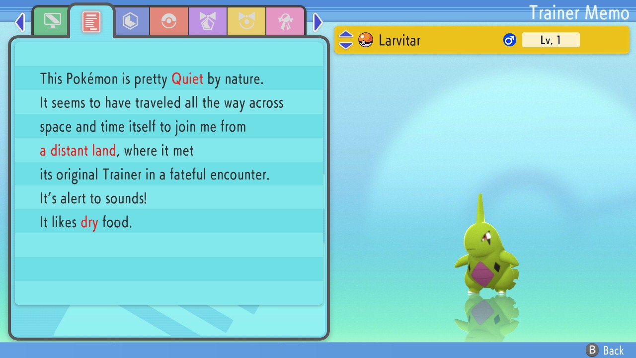 SHINY 6IV LARVITAR / Pokémon Brilliant Diamond and Shining Pearl / 6IV Pokemon / Shiny Pokemon / Competitive Battle Ready EVs / Free Shiny