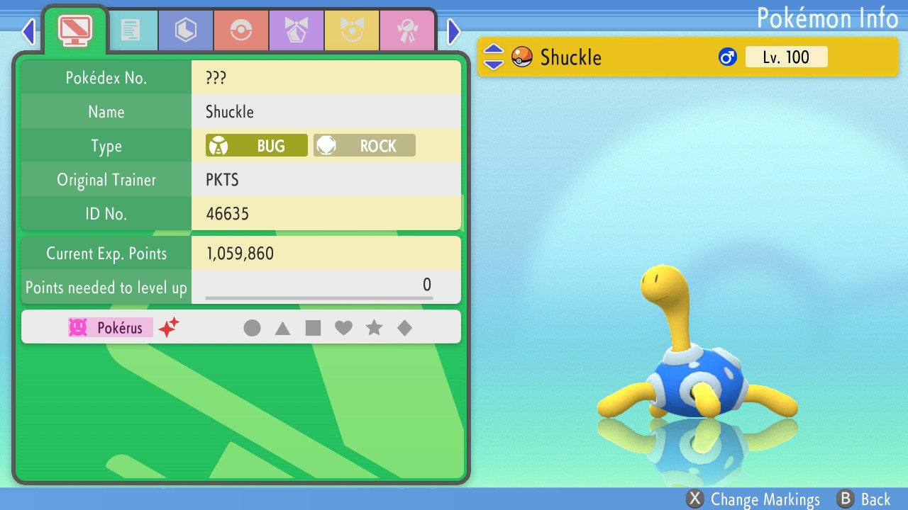 SHINY 6IV SHUCKLE / Pokémon Brilliant Diamond and Shining Pearl / 6IV Pokemon / Shiny Pokemon / Competitive Battle Ready EVs / Free Shiny