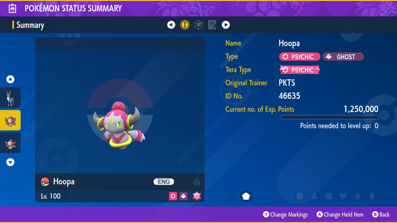 Non-Shiny 6IV HOOPA / Pokémon Scarlet and Violet / 6IV Pokemon / Non-Shiny Pokemon / Competitive Battle Ready EVs / Free Shiny / EV Trained