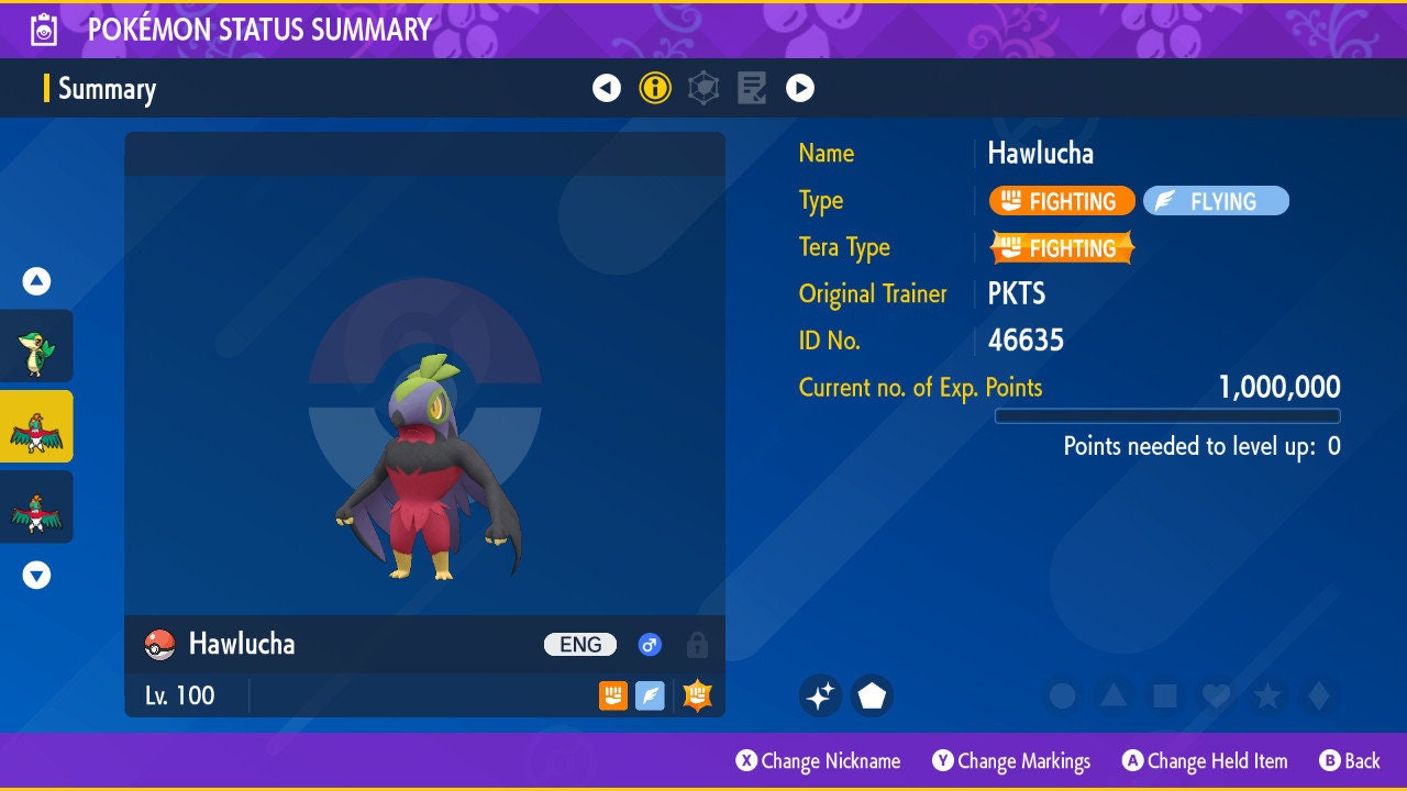 SHINY 6IV HAWLUCHA EV Trained | Scarlet & Violet Pokémon | Battle Ready Competitive | Free Bonus Shiny |