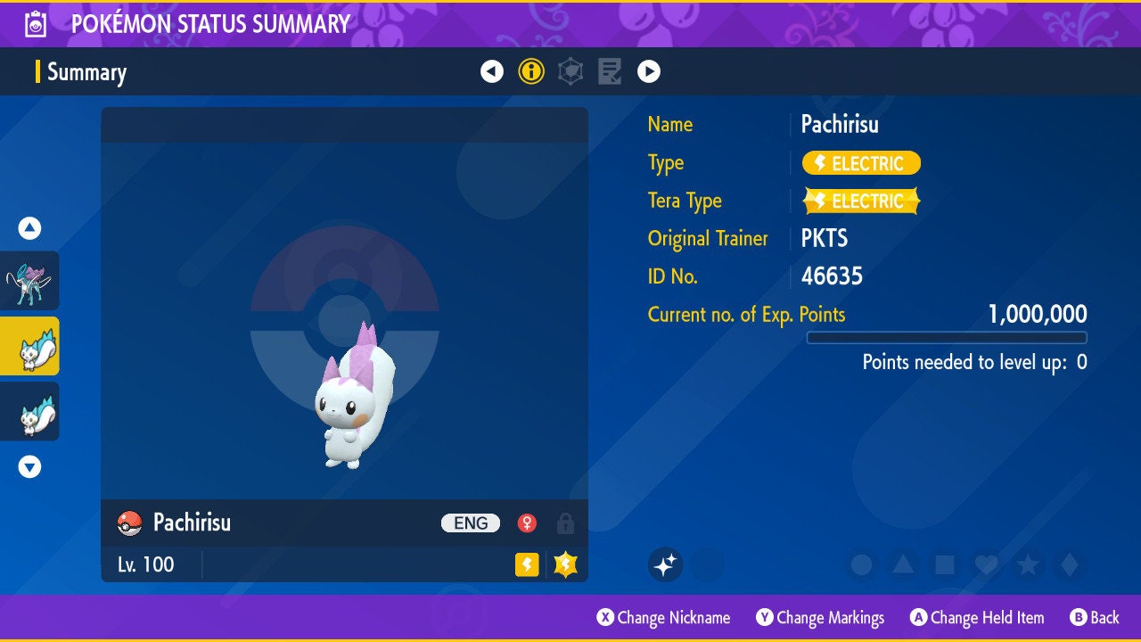 SHINY 6IV PACHIRISU EV Trained | Scarlet & Violet Pokémon | Battle Ready Competitive | Free Bonus Shiny |