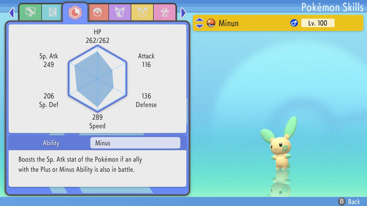 SHINY 6IV MINUN / Pokémon Brilliant Diamond and Shining Pearl / 6IV Pokemon / Shiny Pokemon / Competitive Battle Ready EVs / Free Shiny