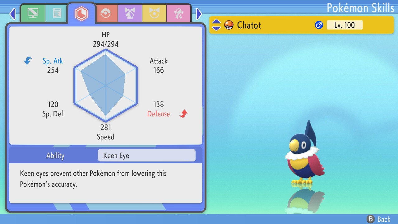 SHINY 6IV CHATOT / Pokémon Brilliant Diamond and Shining Pearl / 6IV Pokemon / Shiny Pokemon / Competitive Battle Ready EVs / Free Shiny