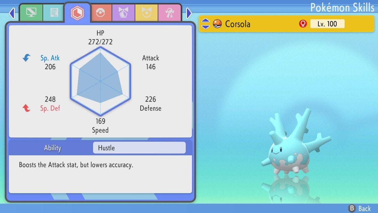SHINY 6IV CORSOLA / Pokémon Brilliant Diamond and Shining Pearl / 6IV Pokemon / Shiny Pokemon / Competitive Battle Ready EVs / Free Shiny