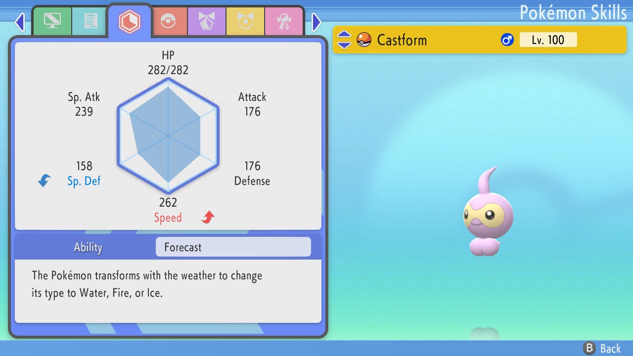 SHINY 6IV CASTFORM / Pokémon Brilliant Diamond and Shining Pearl / 6IV Pokemon / Shiny Pokemon / Competitive Battle Ready EVs / Free Shiny