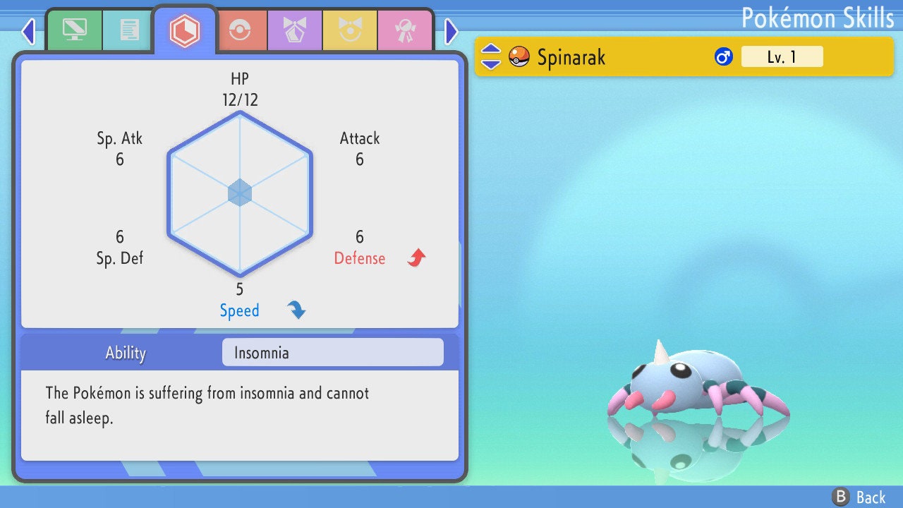 SHINY 6IV SPINARAK / Pokémon Brilliant Diamond and Shining Pearl / 6IV Pokemon / Shiny Pokemon / Competitive Battle Ready EVs / Free Shiny