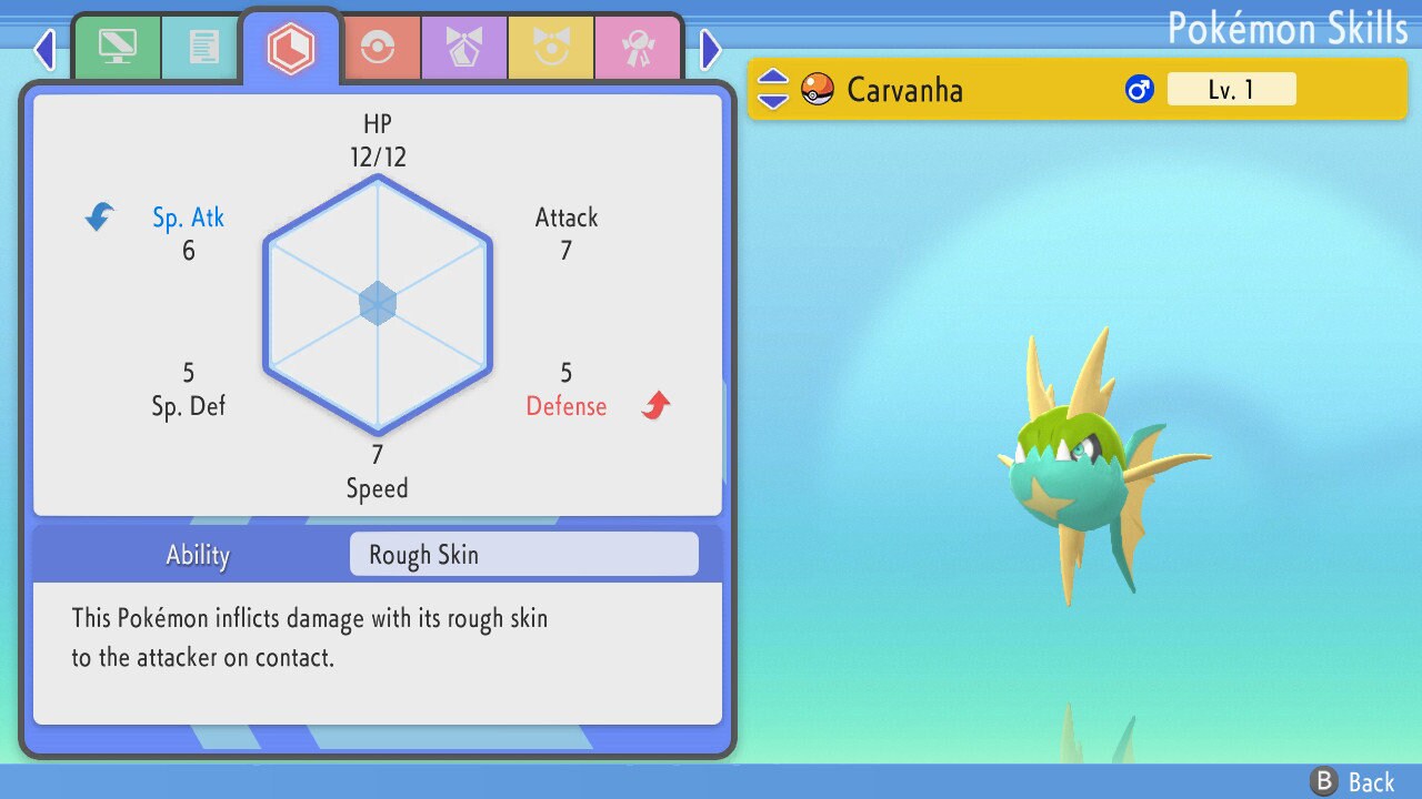 SHINY 6IV CARVANHA / Pokémon Brilliant Diamond and Shining Pearl / 6IV Pokemon / Shiny Pokemon / Competitive Battle Ready EVs / Free Shiny