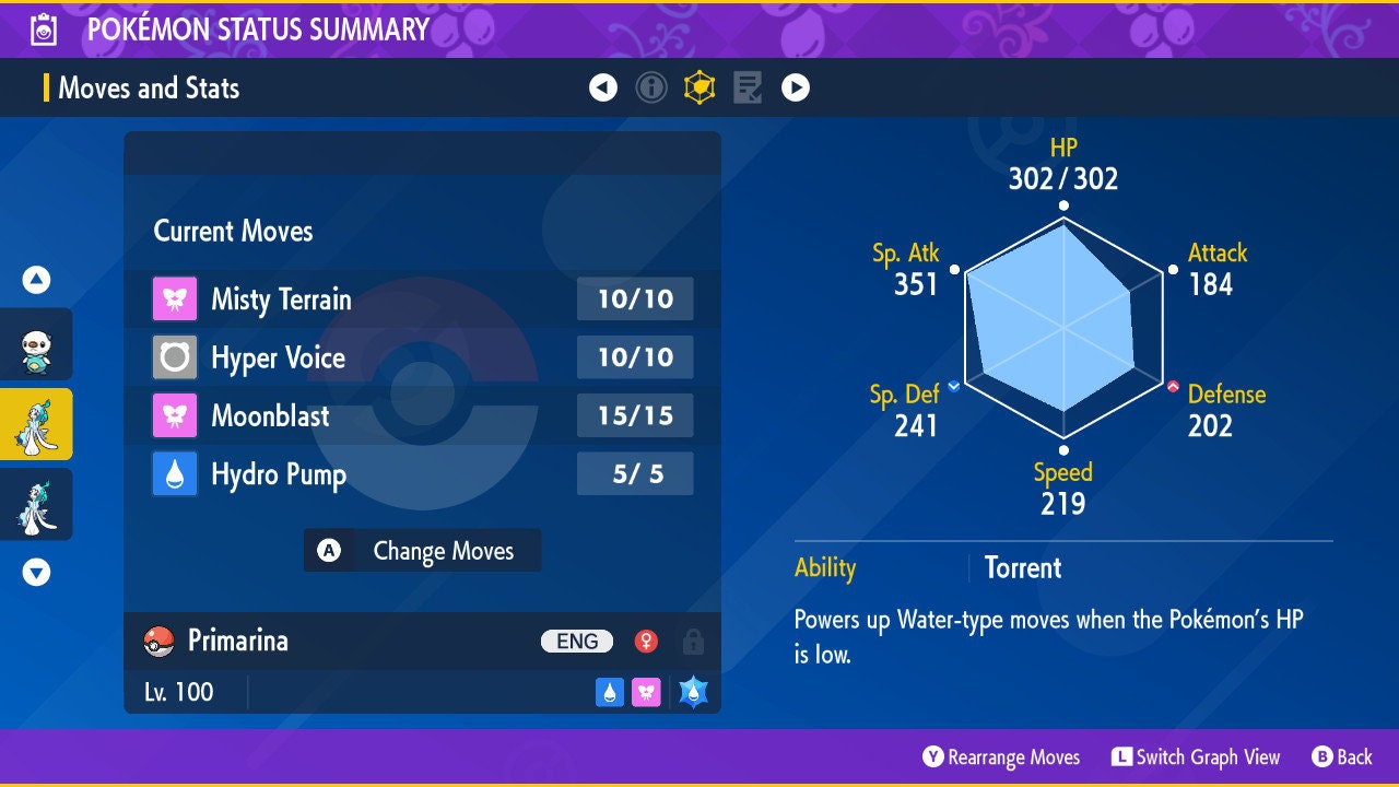 SHINY 6IV PRIMARINA EV Trained | Scarlet & Violet Pokémon | Battle Ready Competitive | Free Bonus Shiny |