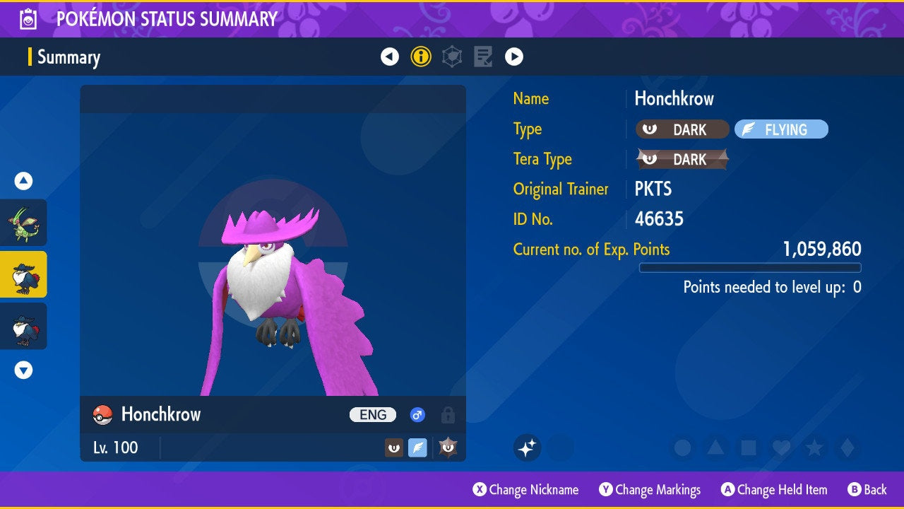 SHINY 6IV HONCHKROW EV Trained | Scarlet & Violet Pokémon | Battle Ready Competitive | Free Bonus Shiny |