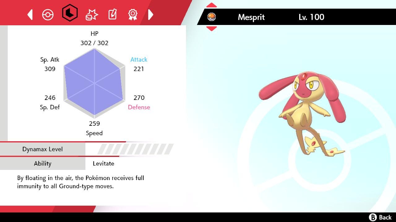 SHINY 6IV MESPRIT EV Trained | Sword & Shield Pokémon | Battle Ready Competitive | Free Bonus Shiny |