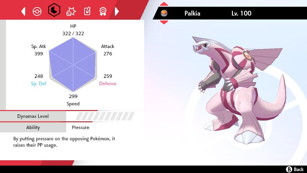 SHINY 6IV PALKIA EV Trained | Sword & Shield Pokémon | Battle Ready Competitive | Free Bonus Shiny |
