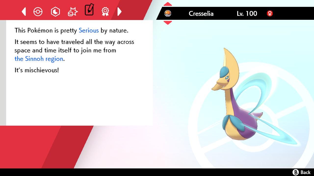 SHINY 6IV CRESSELIA EV Trained | Sword & Shield Pokémon | Battle Ready Competitive | Free Bonus Shiny |