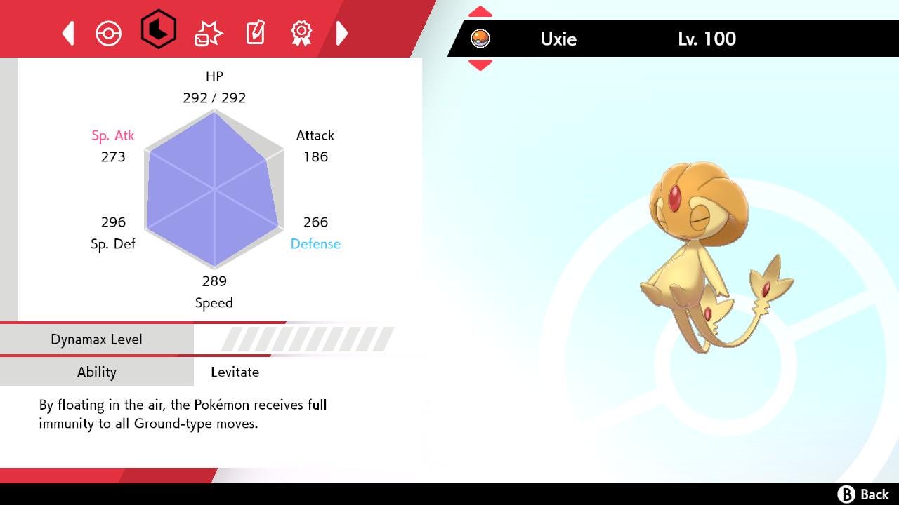 SHINY 6IV UXIE EV Trained | Sword & Shield Pokémon | Battle Ready Competitive | Free Bonus Shiny |