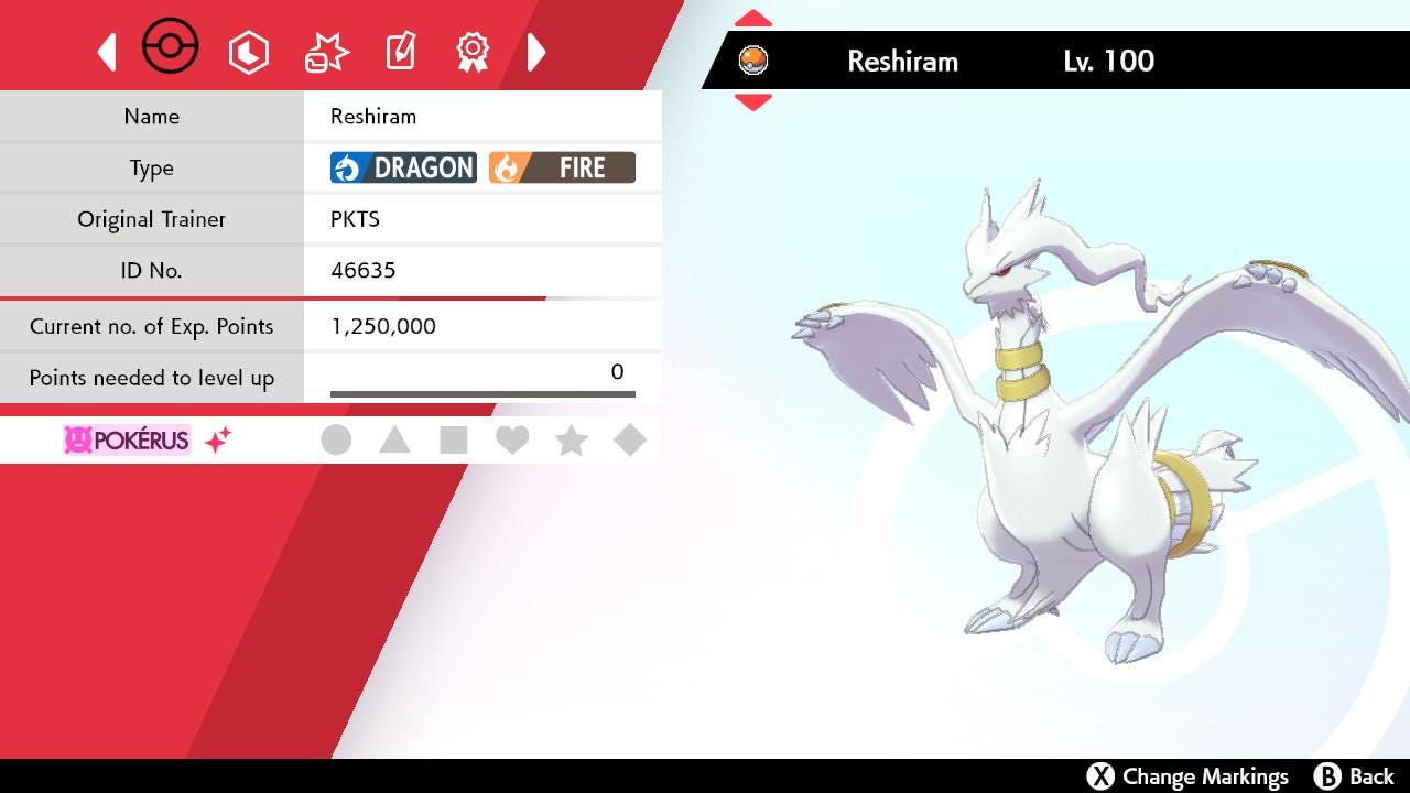 SHINY 6IV RESHIRAM EV Trained | Sword & Shield Pokémon | Battle Ready Competitive | Free Bonus Shiny |