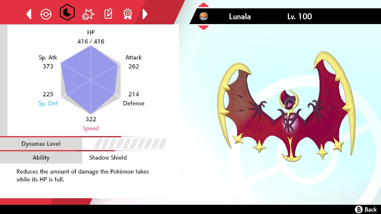 SHINY 6IV LUNALA EV Trained | Sword & Shield Pokémon | Battle Ready Competitive | Free Bonus Shiny |