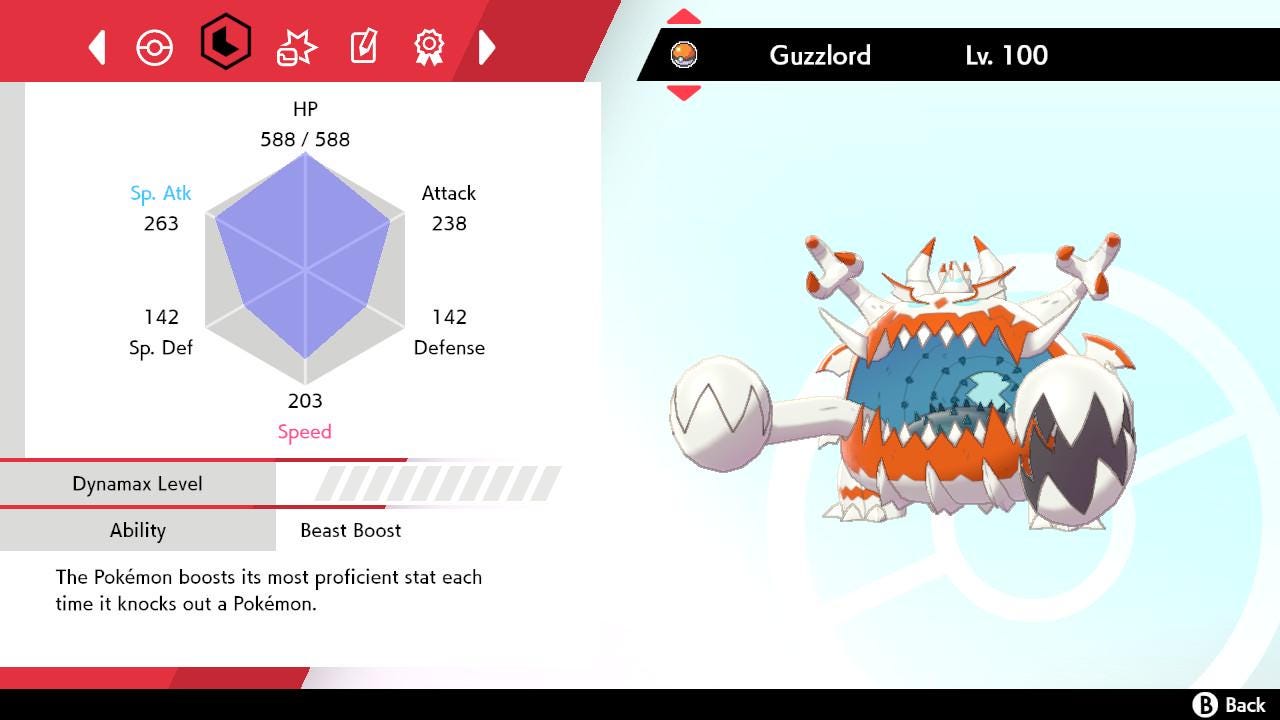 SHINY 6IV GUZZLORD EV Trained | Sword & Shield Pokémon | Battle Ready Competitive | Free Bonus Shiny |