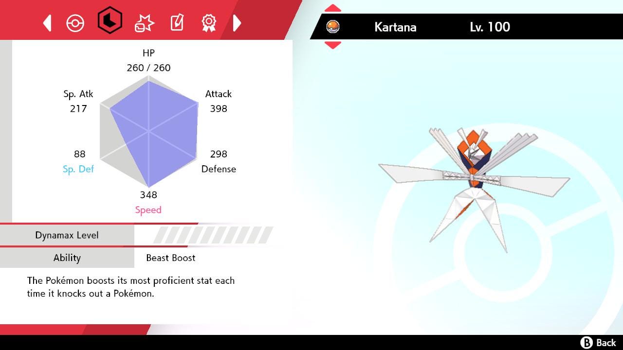SHINY 6IV KARTANA EV Trained | Sword & Shield Pokémon | Battle Ready Competitive | Free Bonus Shiny |