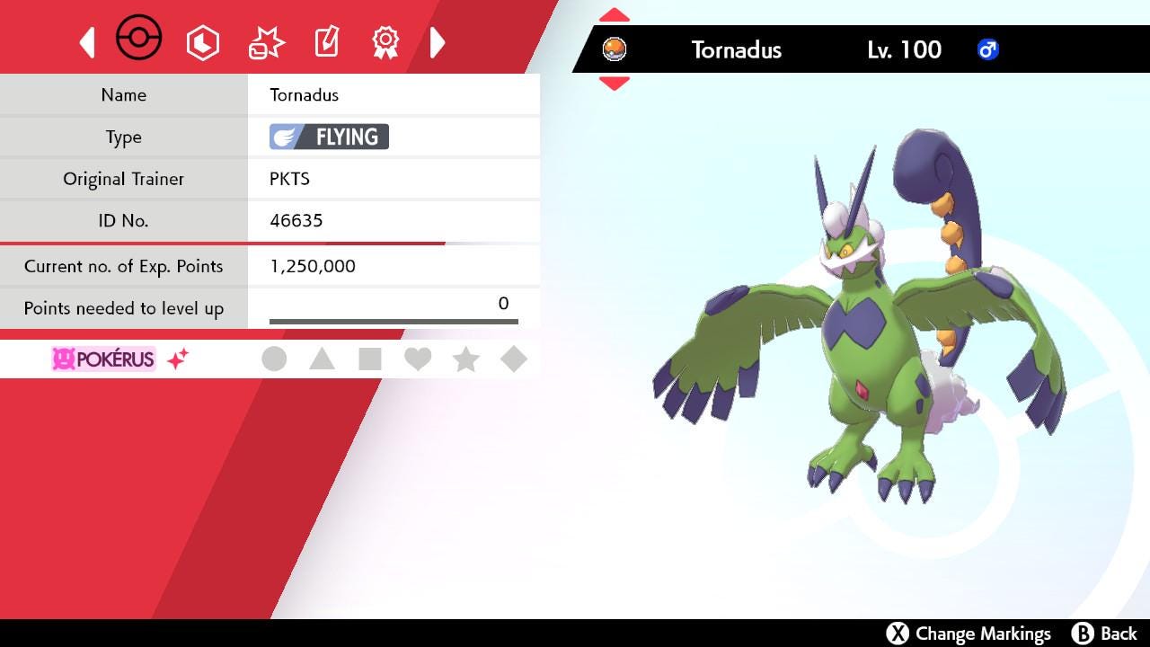 SHINY 6IV Therian Forme TORNADUS / Pokémon Sword and Shield / 6IV Pokemon / Shiny Pokemon / Competitive Battle Ready + EVs / Free Shiny /