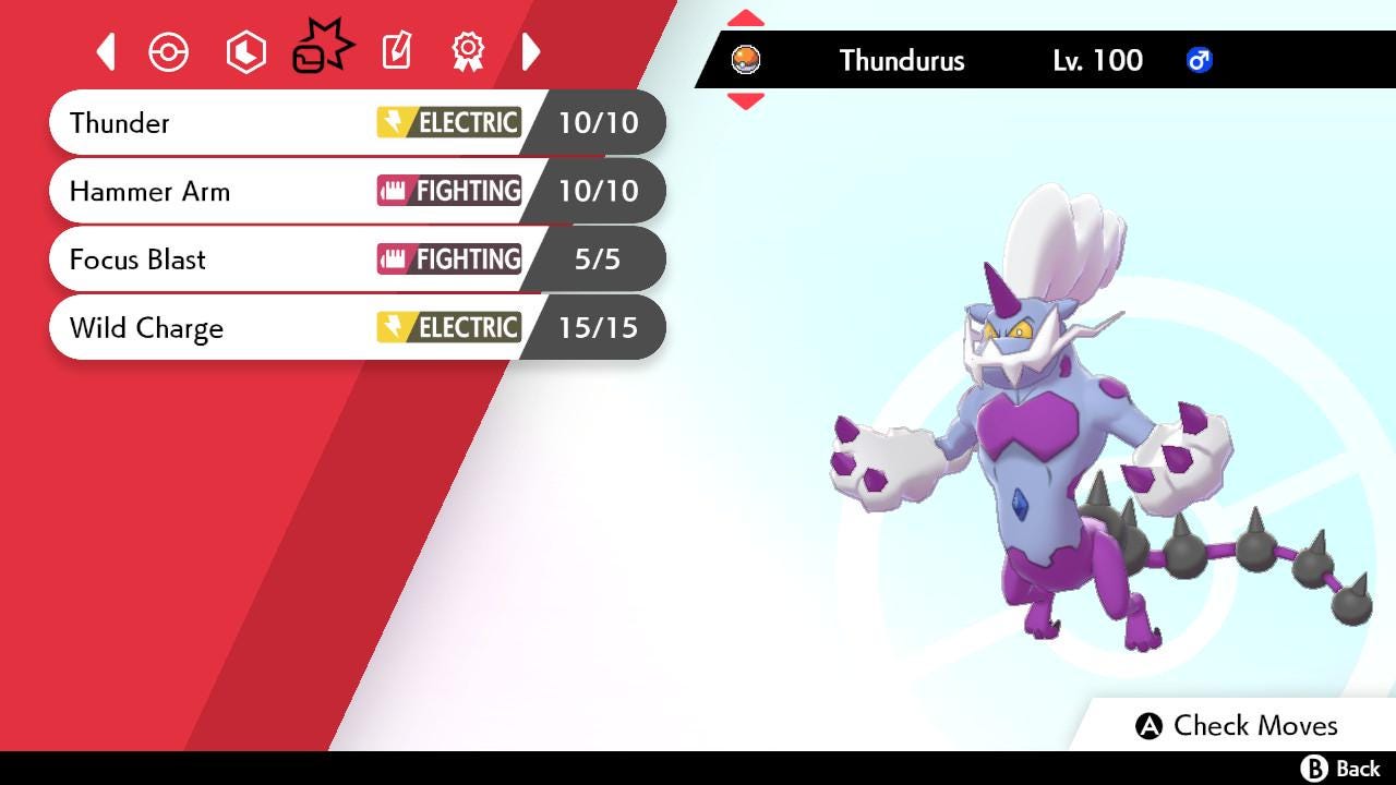 SHINY 6IV Therian Forme THUNDURUS / Pokémon Sword and Shield / 6IV Pokemon / Shiny Pokemon / Competitive Battle Ready + EVs / Free Shiny /