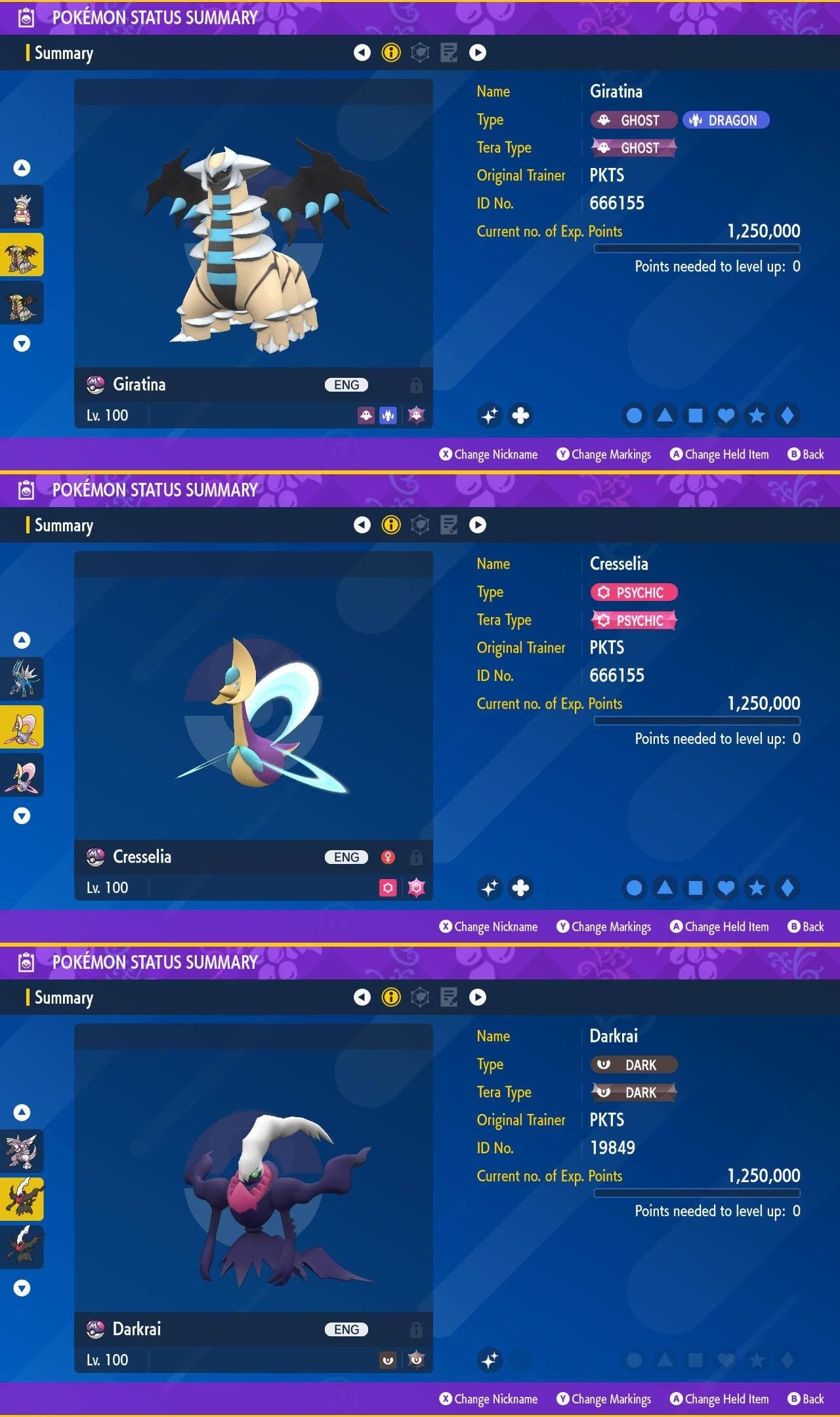 SHINY Giratina, Cresselia, Darkrai Bundle Pack 6IV EV / Pokémon Scarlet and Violet / 6IV Pokemon / Shiny Pokemon / Free Shiny / EV Trained