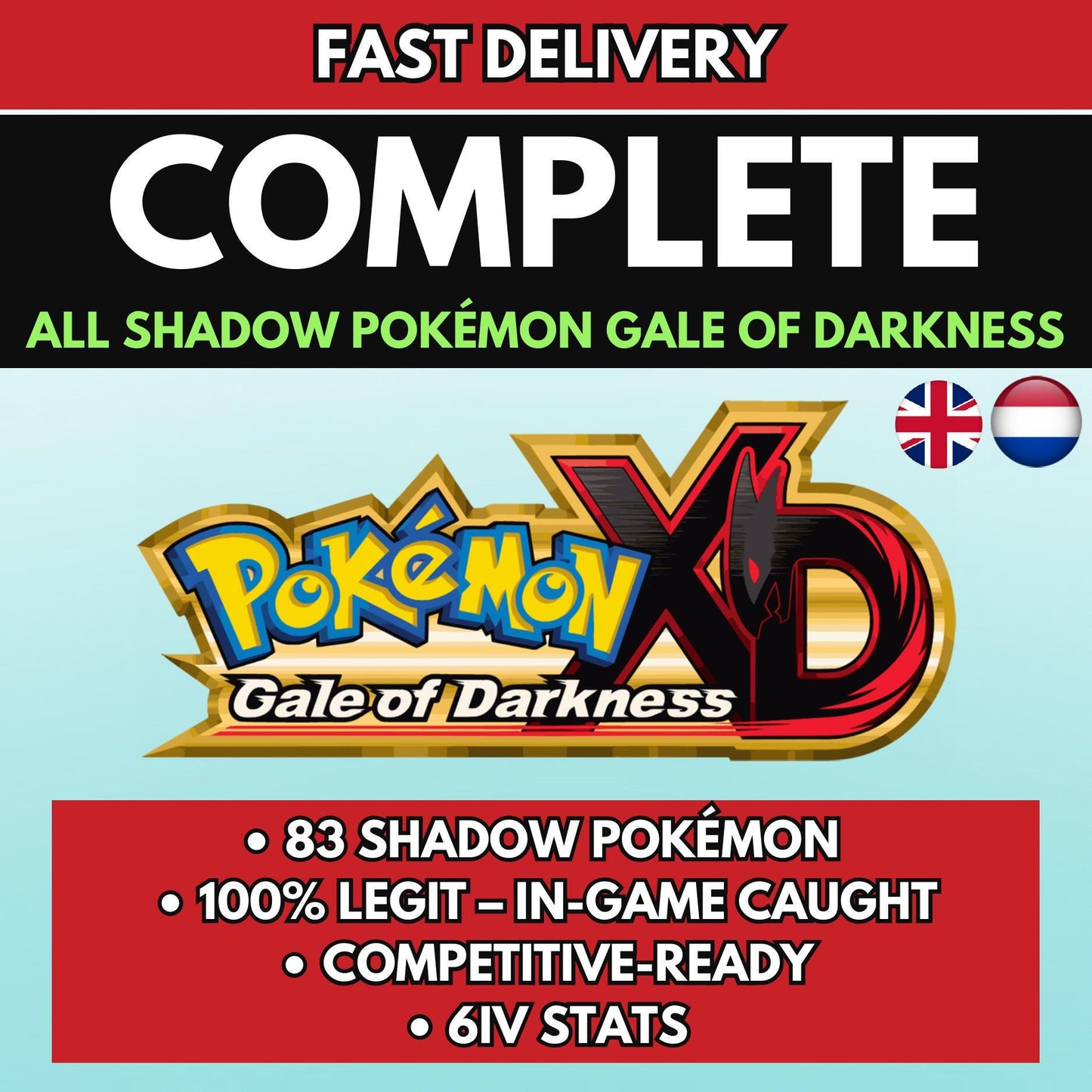 Pokémon XD: Gale of Darkness Bundle Pack, Pokemon Home Shadow Pokémon XD Bundle, 6IV Competitive, Home Trade, Battle Ready, Fast Delivery